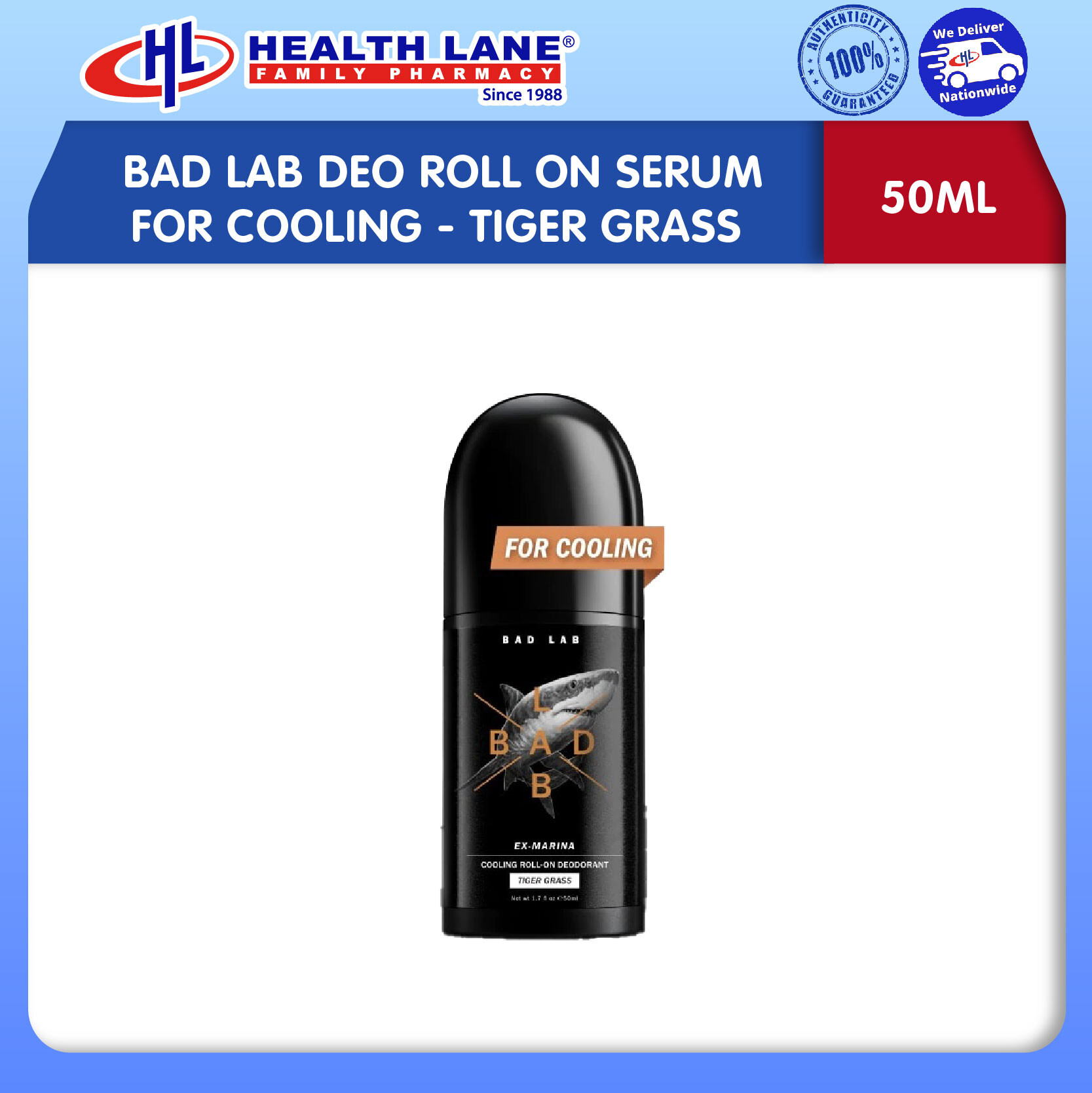 BAD LAB DEO ROLL ON SERUM (COOLING)- TIGER GRASS 50ML